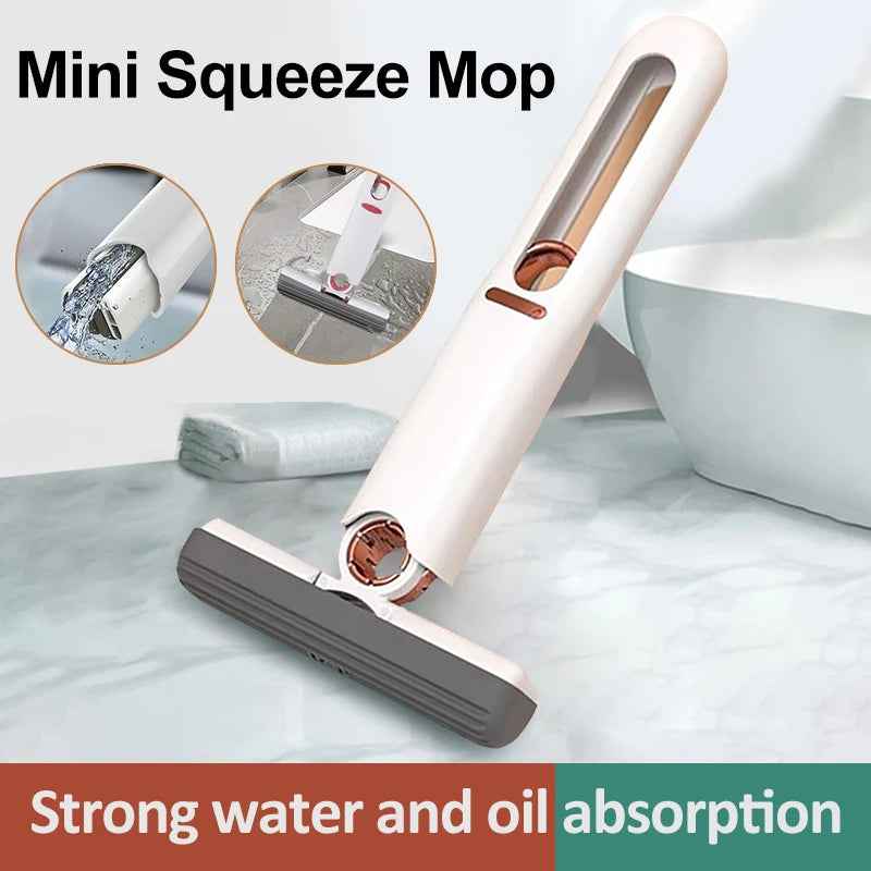 Introducing the Mini Squeeze Mop: A Portable Cleaning Tool for Windows, Glass, and Desktops. Its Wear-Resistant Design Ensures Efficient Household Cleaning.