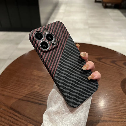 OKEWOW iPhone carbon fiber case with ultra-thin hard back and camera protection for 11, 12, 13, 14, 15, 16, 17 Pro Max models