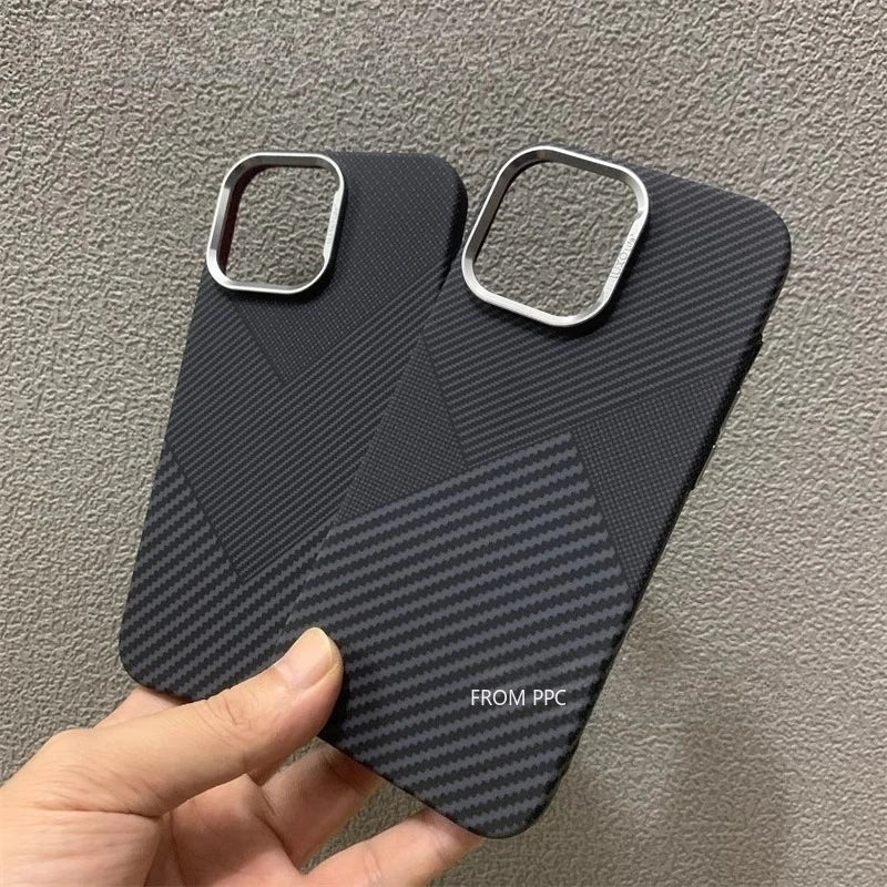 Geometric Triangle Armor Magnetic Case for iPhone 15 16 17 Pro Max Both Shades Carbon Matte Cover Camera Frame Shockproof Shell