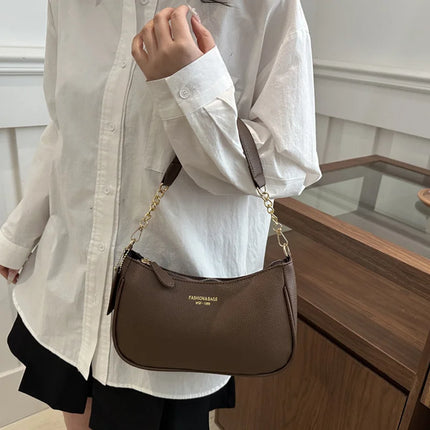 Luxury OKEYWOW cherry pendant shoulder bag for women, soft lychee leather casual handbag with underarm dumpling design