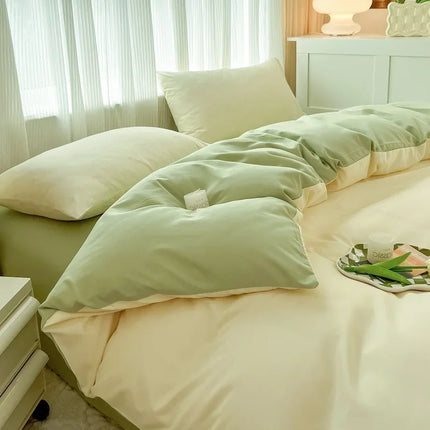 Okeywow solid color brushed fabric bedding set with duvet cover, pillowcases, bed sheet, and quilt cover in various sizes