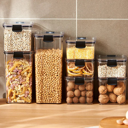 FreshLock Grain Storage Jar Set Sealed Plastic Moisture Proof Kitchen Organizer Box