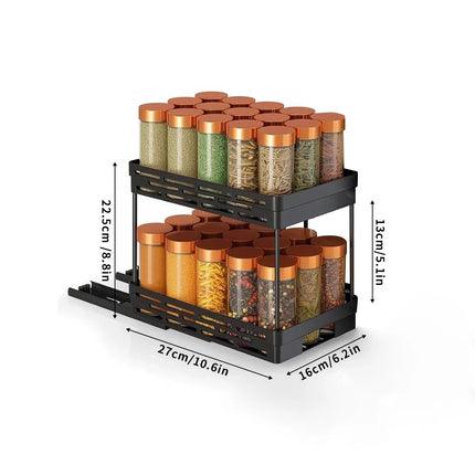 2-Tier Pull-Out Kitchen Storage Rack with Large Capacity