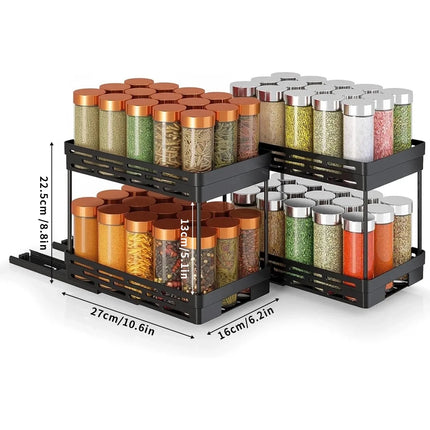 2-Tier Pull-Out Kitchen Storage Rack with Large Capacity