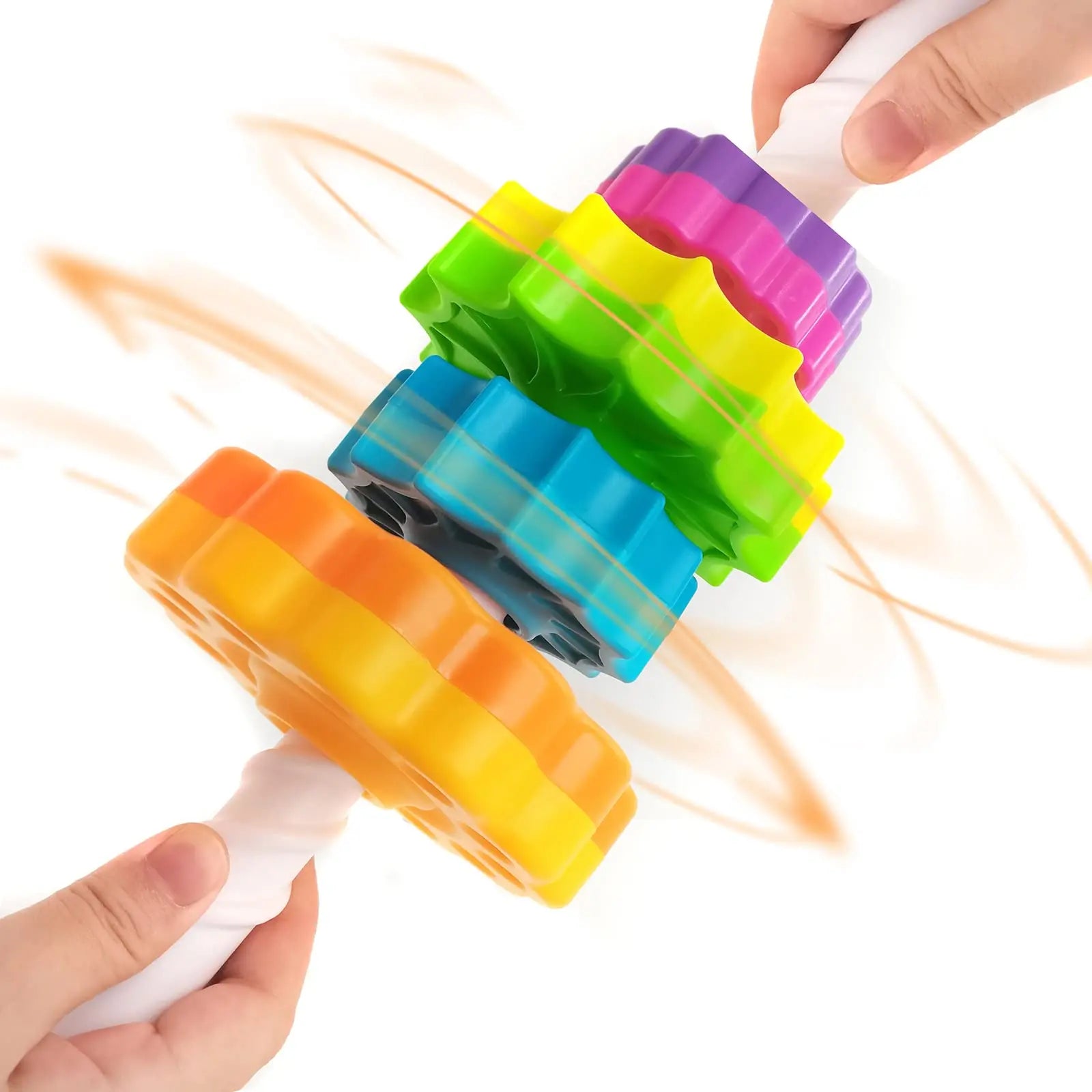 Spinning Rainbow Gears Stacking Toy: Montessori Educational Sensory Toy for Kids, Enhances Motor Skills and Makes for Ideal Gifts