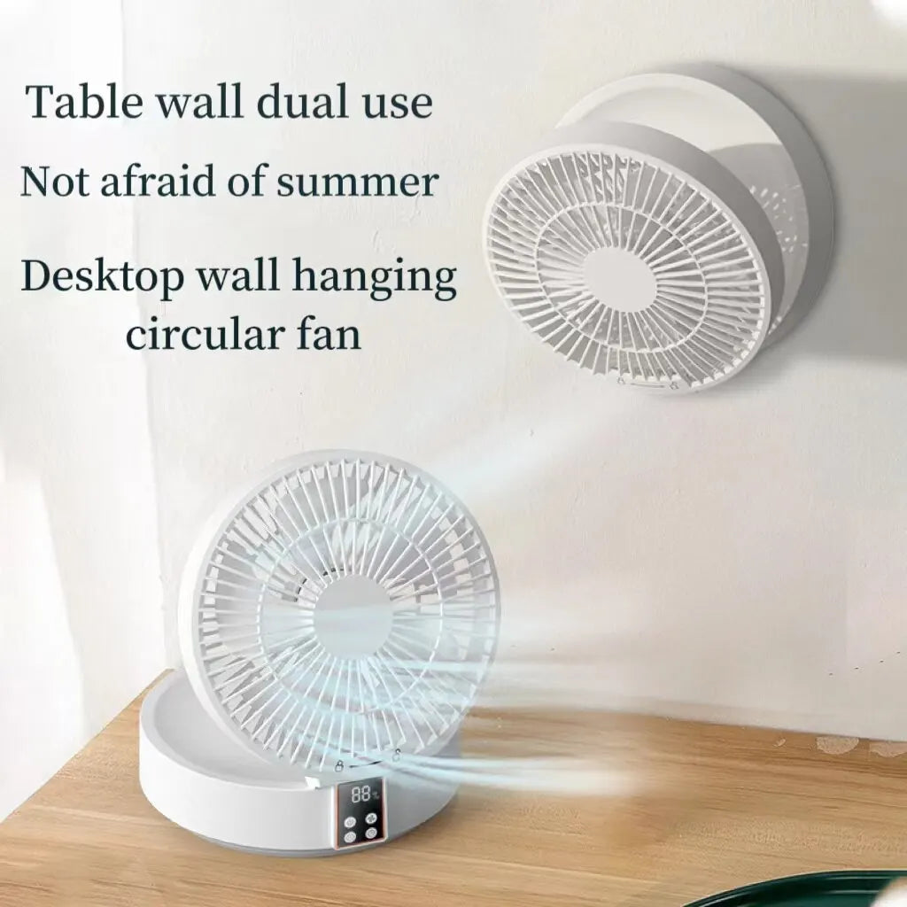 Fan With Remote Control Portable Wall-Hanging Rechargeable Usb Electric Folding Fan Nightlight Air Cooler Household