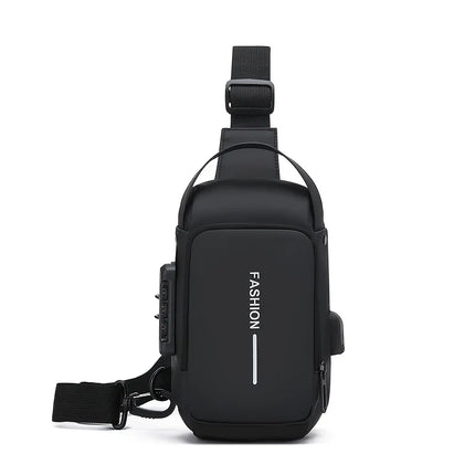 Men's sling bag by OKEYWOW made of Oxford fabric, featuring zip closure, phone pocket, and crossbody design for daily commutes.