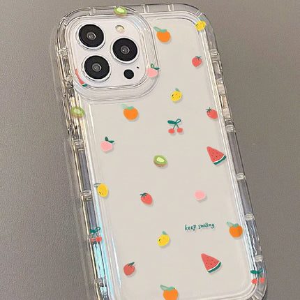 OKEYWOW Fruit Clear iPhone case with soft TPU shockproof cover for iPhone 11 Pro Max, XR, XS, and SE, featuring colorful fruit design.