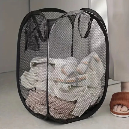 FoldNest Pop-Up Laundry Basket Mesh Foldable Clothes Storage Large Capacity Hamper