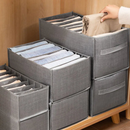 OKEYWOW clothes organizer storage box for jeans, underwear, bras, and socks, wardrobe divider with multiple compartments.