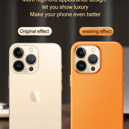 LuxeMag Leather Case for iPhone 15/14/13 Pro Max Plus Mini MagSafe Wireless Charge Animated Cover