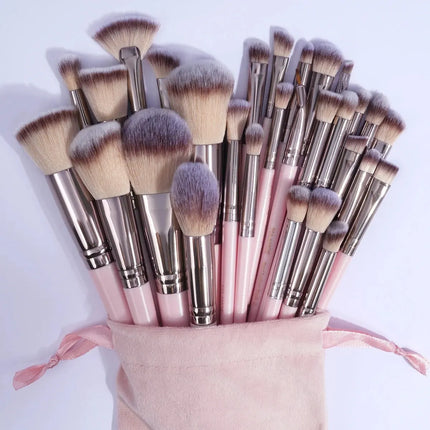 Velora Beauty 30pcs Makeup Brush Set Foundation Concealer Eyeshadow Powder Blush Blending Brushes with Bag