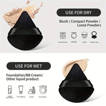 Velora Beauty Triangle Powder Puff Set 3/5/6pcs Soft Plush Makeup Foundation Powder Puff