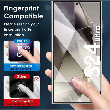 Samsung Galaxy tempered glass screen protectors 3-pack by OKEYWOW for S22 Ultra, S21 FE, A52, and more, showing clear protective layers