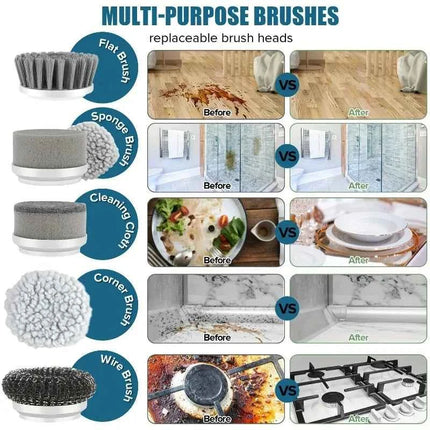 Cordless Electric Spin Scrubber with 5 Cleaning Brush Heads