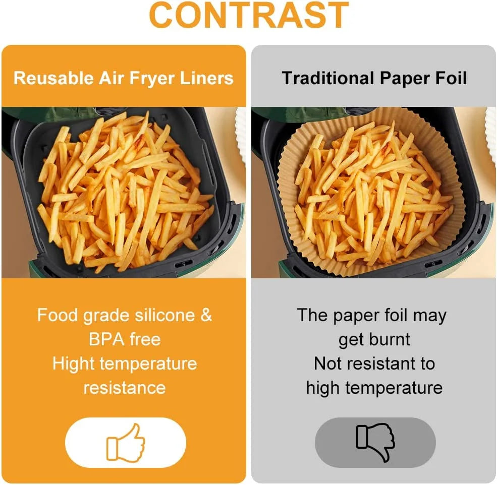 Thick Reusable Silicone Pot for Air Fryers: Square Liners as Parchment Paper Replacement