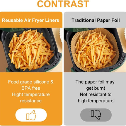 OkeyWOW air fryer silicone square reusable non-stick liner for easy cleanup in kitchen appliances.