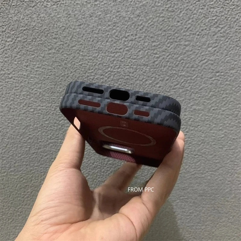 Geometric Triangle Armor Magnetic Case for iPhone 15 16 17 Pro Max Both Shades Carbon Matte Cover Camera Frame Shockproof Shell