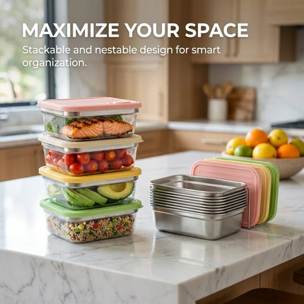 FreshSeal Stackable Stainless Steel Food Storage Container