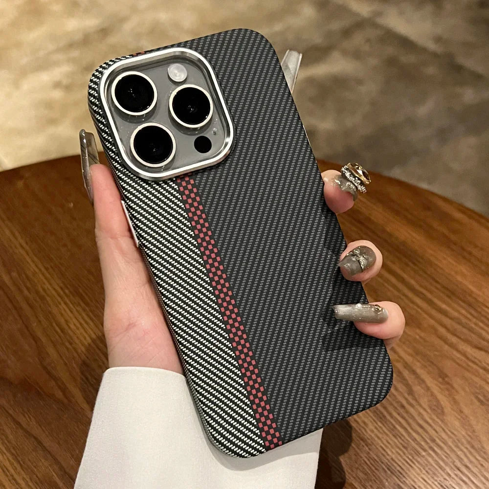 Luxury Carbon Fiber Pattern for Magsafe Magnetic Case for iPhone 15 14 Plus 13 12 11 Pro Max Wireless Charge Hard PC Matte Cover