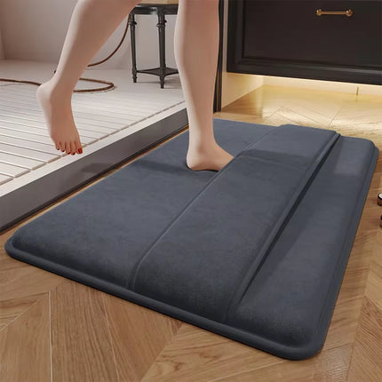 AquaSoft Coral Velvet Bath Mat Super Absorbent Anti Slip Bathroom Door Floor Mat