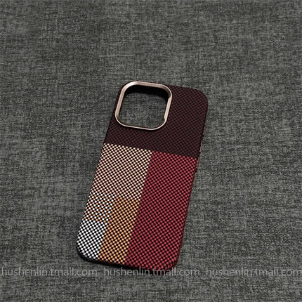 OKEYWOW iPhone 16/15 Pro Max mountain relief carbon MagSafe case with hard PC shockproof cover and camera protection.