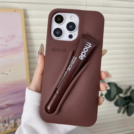 LipCase Silicone Phone Case with Lipstick Holder for iPhone