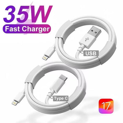OKEYWOW 35W PD USB-C fast charging cable for iPhone 15/14/13/12/11 Pro Max, data transfer and fast charging in use