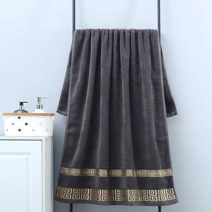 PureCotton 2pcs Black Bath Towels Set Absorbent Terry Shower Beach Yoga Towels