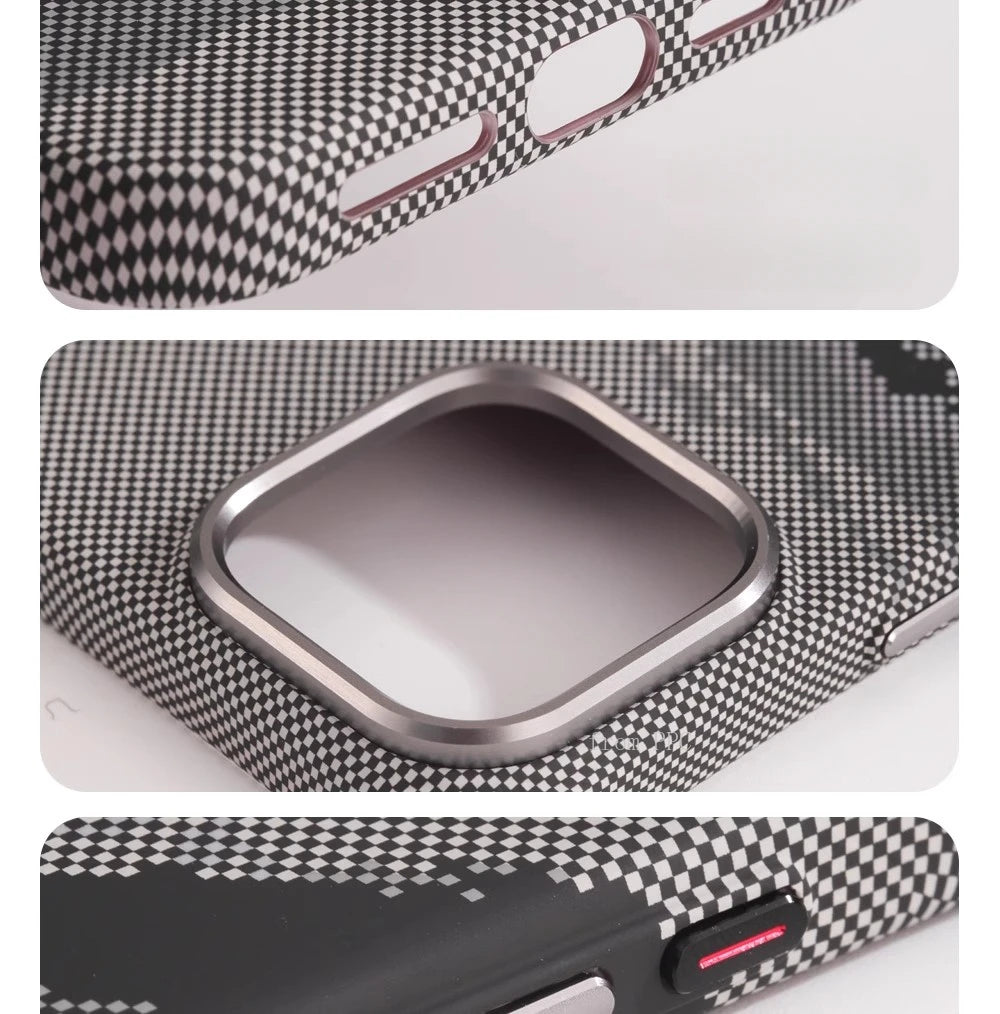 Abstract Landscape Relief MagSafe Phone Case for iPhone 16 15 14 Pro Max 16Pro Wireless Charging Alloy Lens Shield Hard PC Cover