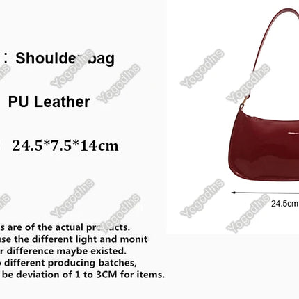 Women PU Leather Shoulder Bag Retro Solid Color Hobo Underarm Handbag Casual Designer