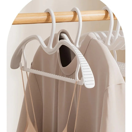 Set of OKEYWOW wide shoulder non-slip clothes hangers in various quantities, space-saving closet organizer with durable design.
