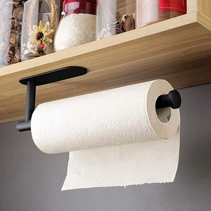 Stainless steel paper towel holder and under sink kitchen organizer rack by OKEYWOW for efficient storage and easy access.