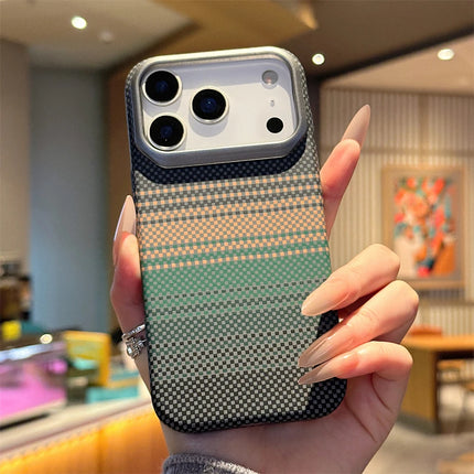 OKEYWOW iPhone carbon fiber matte case, ultra-thin shockproof PC cover for iPhone 17 Air, 16, 15, 14, 13, 12 Pro Max, front view