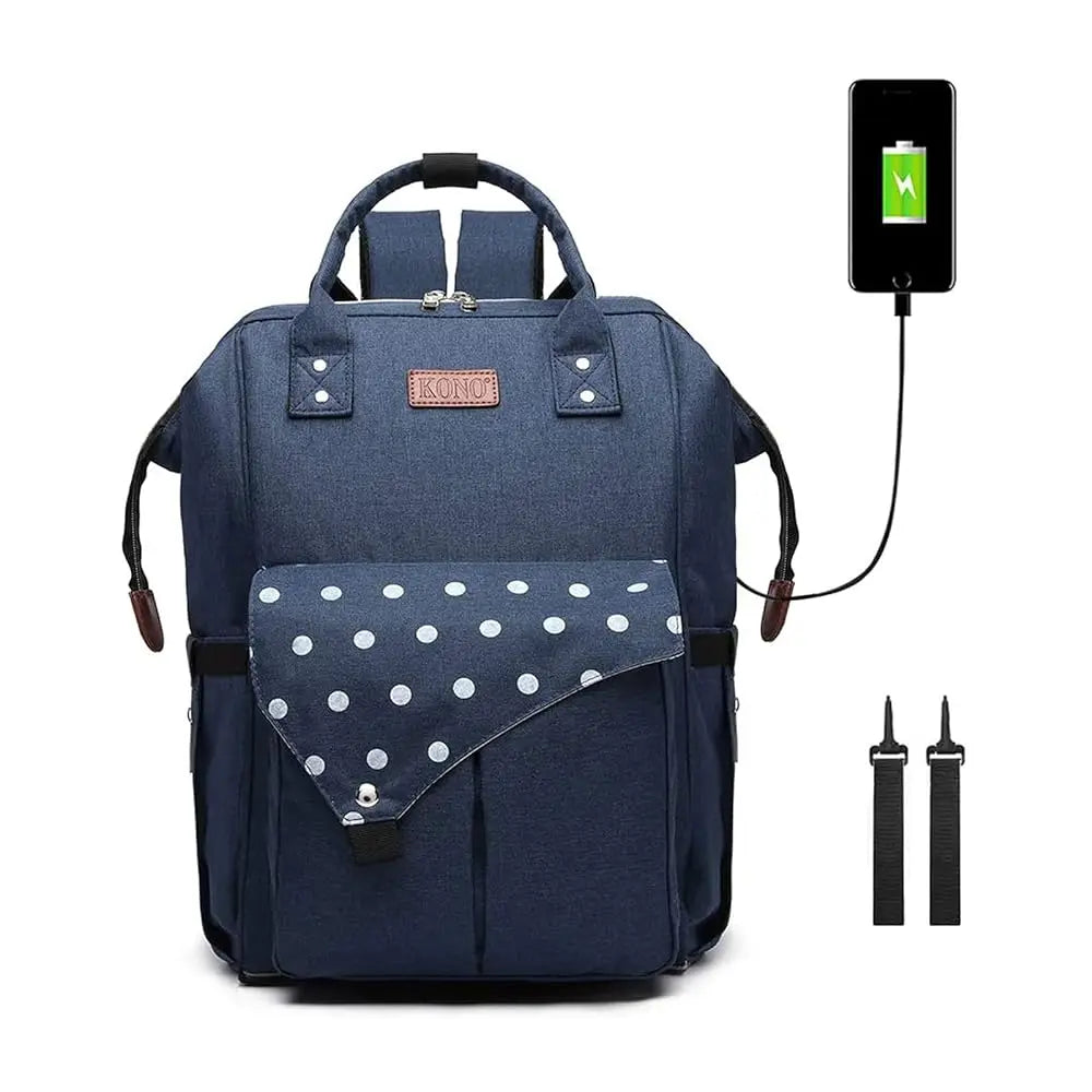 Baby Changing Backpack - Waterproof Diaper Bag with USB Port & Stroller Straps, 15.6" Laptop Compartment for Parents