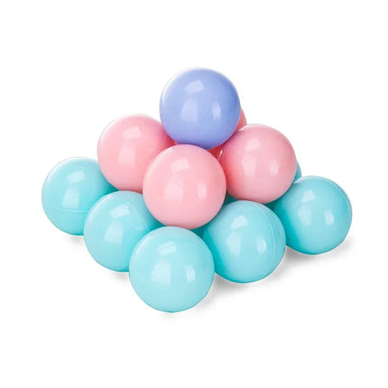 Colorful plastic ocean ball pit balls for kids, eco-friendly swim pool play toys by okeyWOW, shown in a playful arrangement.