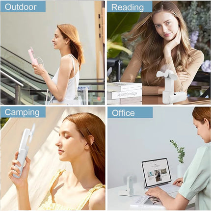 Portable Mini Handheld Fan USB Rechargeable 3-Speed with Power Bank