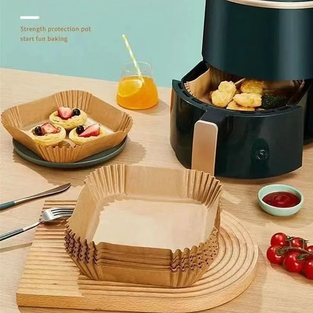 AirBake Square Air Fryer Liners 23cm Non Stick Disposable Parchment Cooking Paper