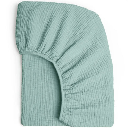 Breathable solid color muslin cotton fitted sheet for crib bed, suitable for newborns, by OKEYWOW.