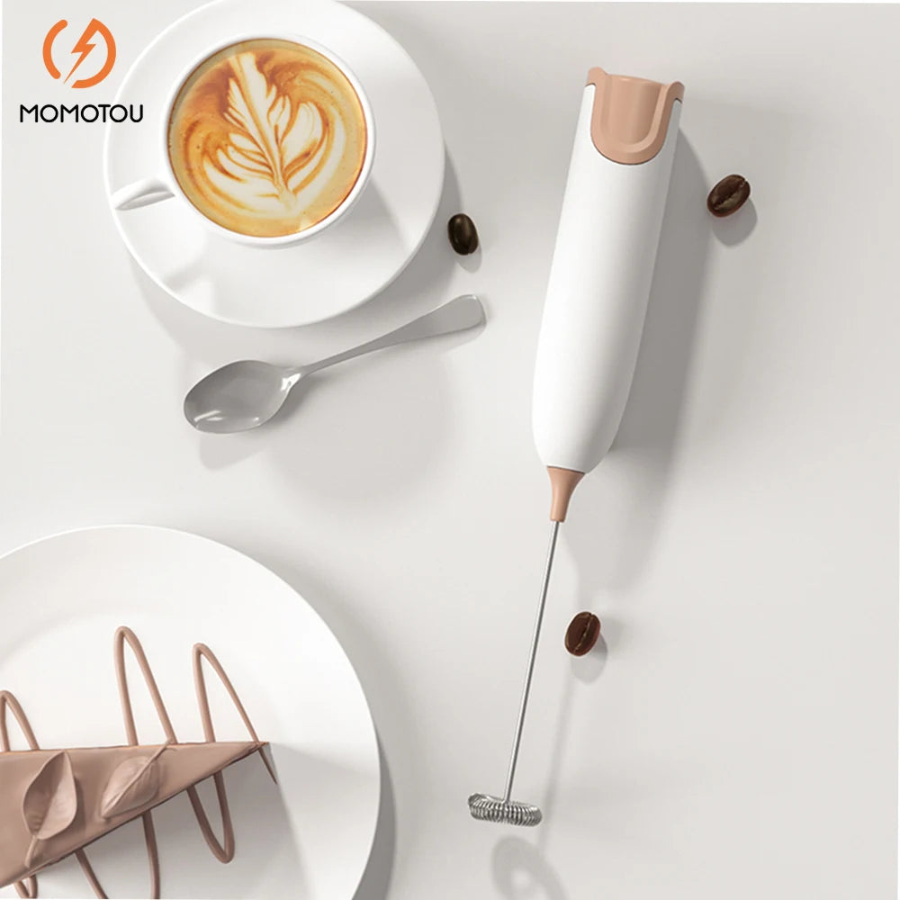 Hand Electric Milk Frother Automatic Rotary Egg Beater Coffee Cappuccino Creamer Whisk Frothy Blend Whisk  Kitchen Mixer Stirrer