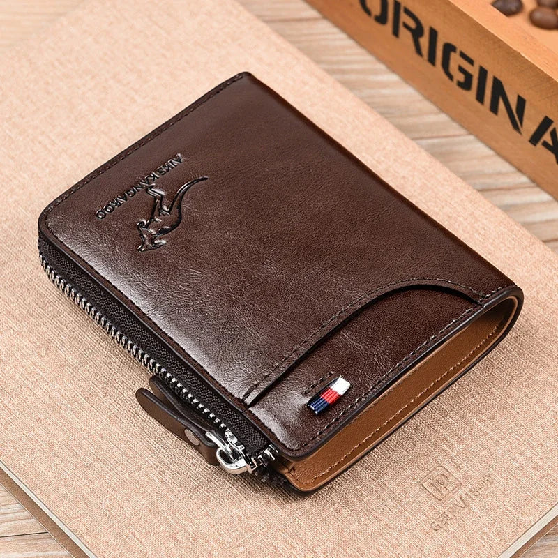 ANTI RFID Blocking Protection for Men High Quality Wallet Zipper Business Card Holder Purse Luxury Wallets Carteira Masculina