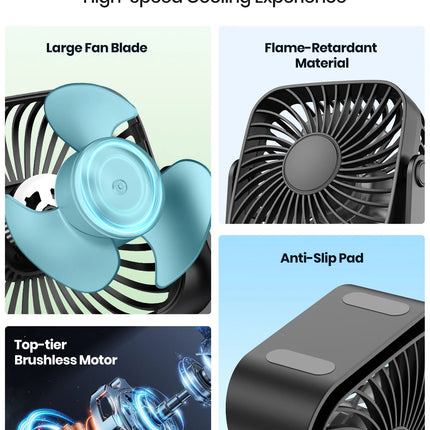 TOPK 4 Inch USB Portable Desk Fan 3 Speed Quiet Cooling Fan