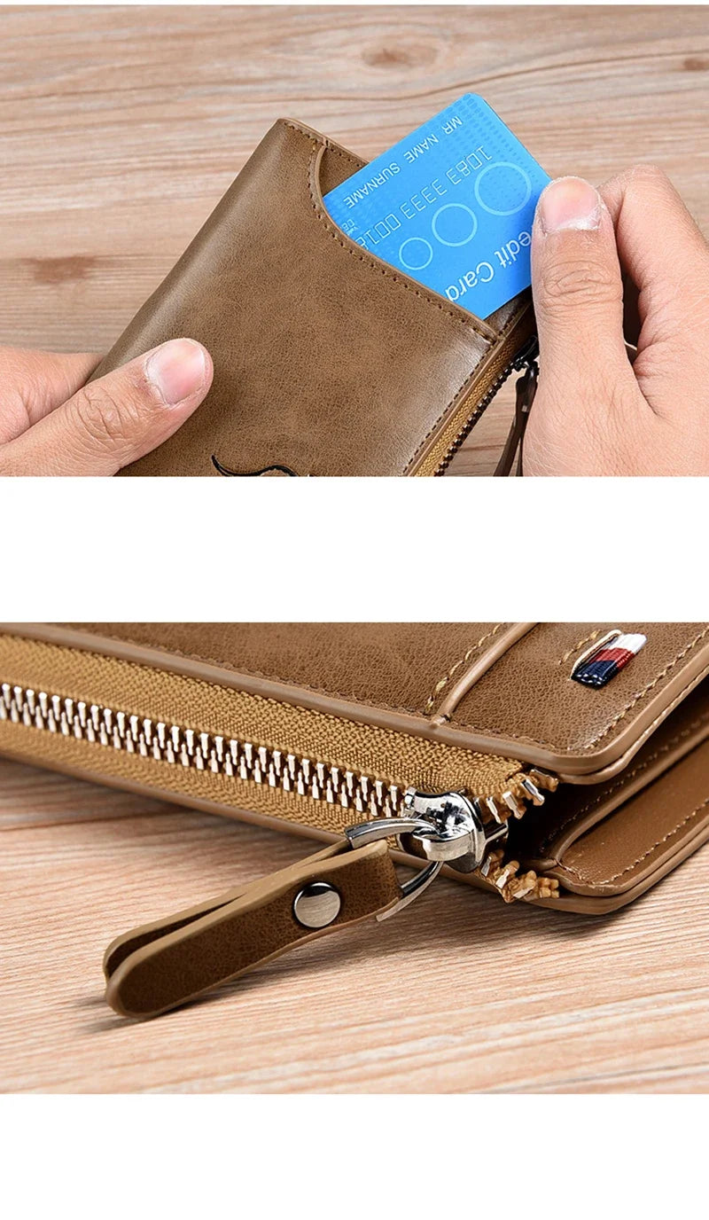 ANTI RFID Blocking Protection for Men High Quality Wallet Zipper Business Card Holder Purse Luxury Wallets Carteira Masculina