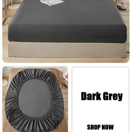 Cotton fitted sheet with elastic edge on a bed, non-slip mattress cover in 90x200cm, 160x200cm, suitable for single, double, queen, or king beds