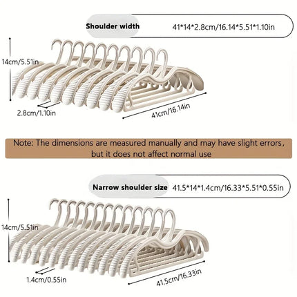Set of OKEYWOW wide shoulder non-slip clothes hangers in various pack sizes, designed for space-saving closet organization.