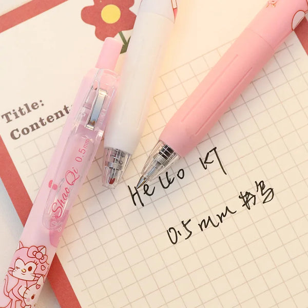 4Pcs Sanrio Hello Kitty 0.5mm Gel Pens: Girls' Stationery Bulk Press Pen Set, Kawaii Pink Student Supplies - Kids Toy Gift