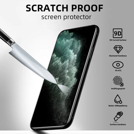 CrystalShield 9D Full Cover Tempered Glass for iPhone 17/16/15/14/13/12/11 Pro Max Screen Protector