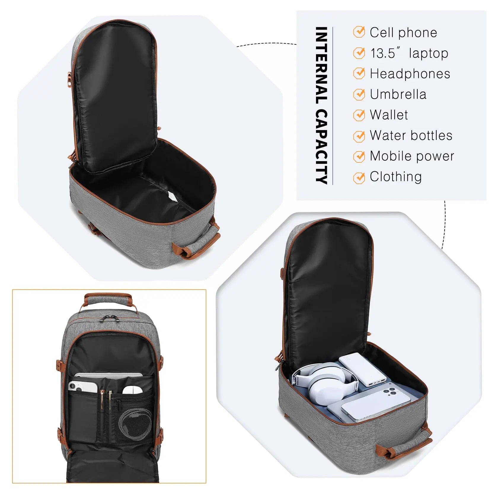 Kono Cabin Bag 40x20x25 for Ryanair Underseat Travel Carry-on Backpack Cabin Size 20L