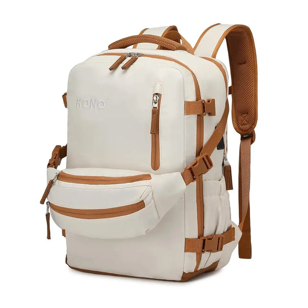 2-in-1 Travel Backpack with USB Port & Detachable Waist Bag - Laptop Rucksack for Men/Women, School & Weekender Daypack