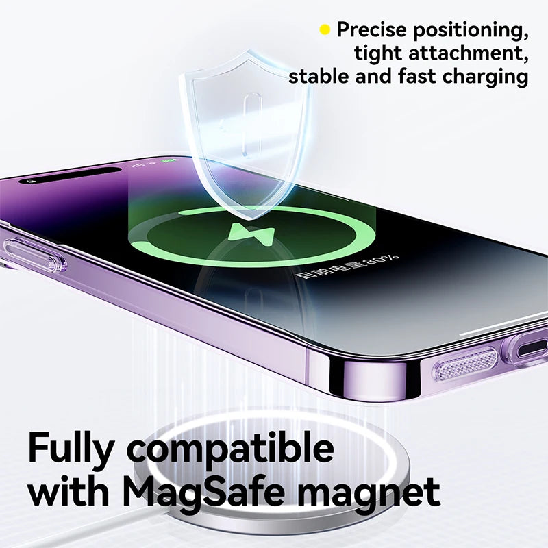 Baseus Magnetic Case for iPhone 15 Pro Max Slim Thin Phone Case Transparent Cover For iPhone 15 Pro Plus Magnet Back Cover Case